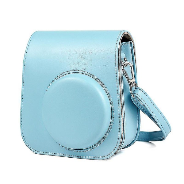 Instant Camera Skyddsfodral kompatibel med Instax Mini 11 Soft Pu-läderväska med fika Blue