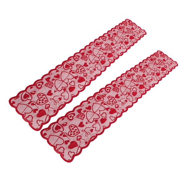 2 kpl Hääpöytäjuoksuja Love Heart Print Pitsi Punainen Pöytäjuoksu Koriste Ystävänpäivä Vuosipäiväjuhla 71,7x13in