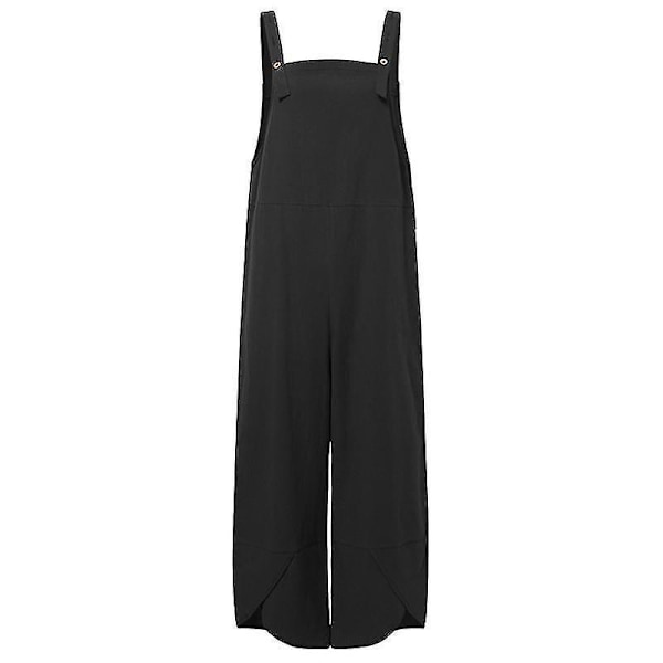 Sommer/Efterår Kvinders Sorte Dungarees Jumpsuit med Cami Top og Lommer