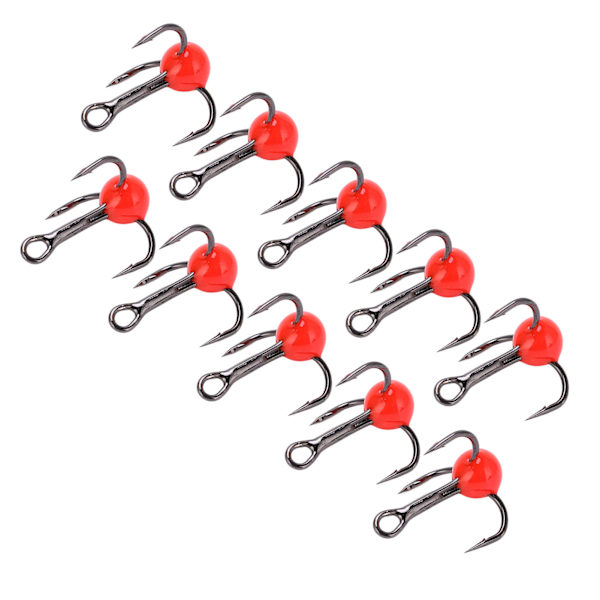 10 st/set Vinterisfiske Treankarkrokar Korrosionsbeständighet Lockfärg Borrkrok Röd