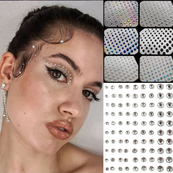 7 akryldiamanter, pärldiamanter, sminkdiamanter, ansiktsdekoration, vattniga diamanter, färga ögonmakeup-diamanter