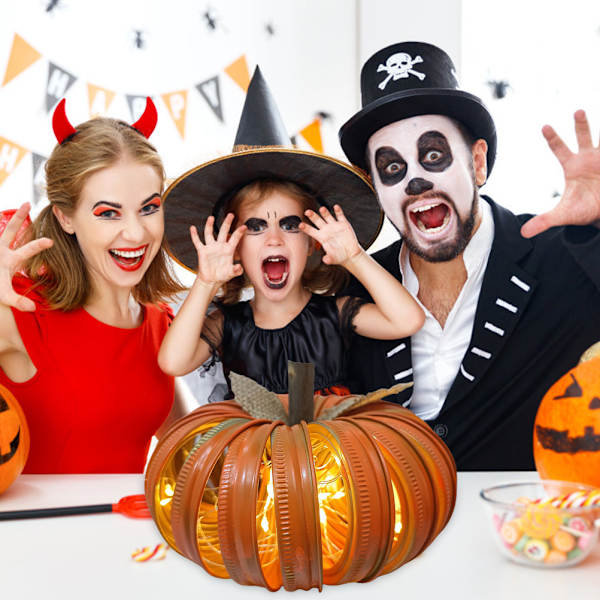 Höstdekor Ljus upp burklock Pumpa Halloween-dekor för hem Kök Bondgård Höst Thanksgiving Veranda Bordsmantel
