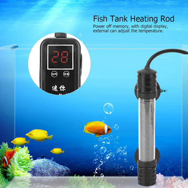 Akvarium Intelligent Elektronisk Varmelegeme Fish Tank Mini Anti Explosion Konstant Temperatur Vandvarmer EU-stik 220V(50W)