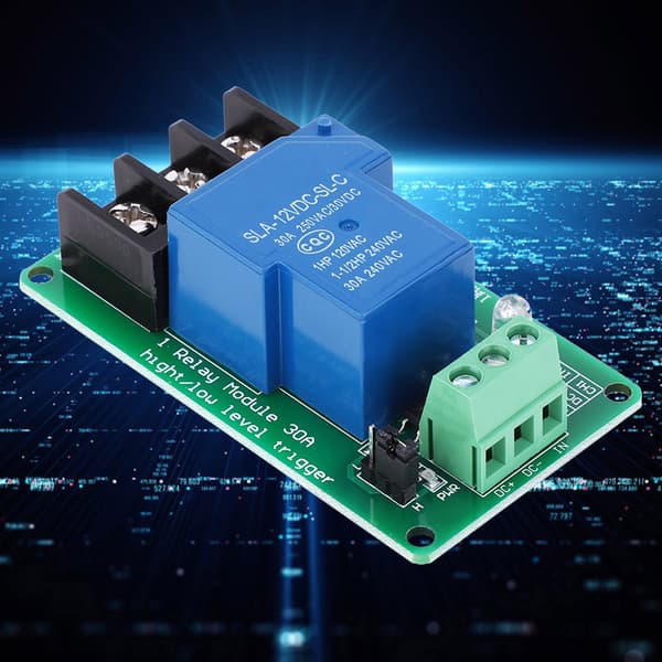 Relämodul 1 Kanal med Optokopplarisolering Stöd Hög- och Lågnivå Trigger Switch 30A12V
