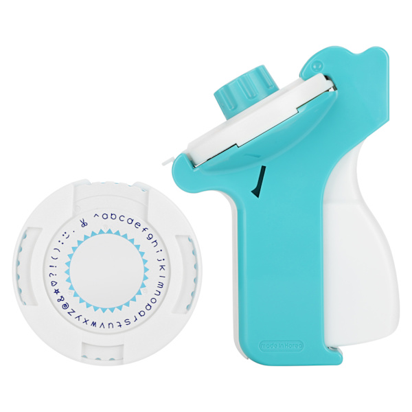 Label Maker Skrivemaskine med Prægningstape Manuel DIY Projekter Forsyninger Lyseblå E-202