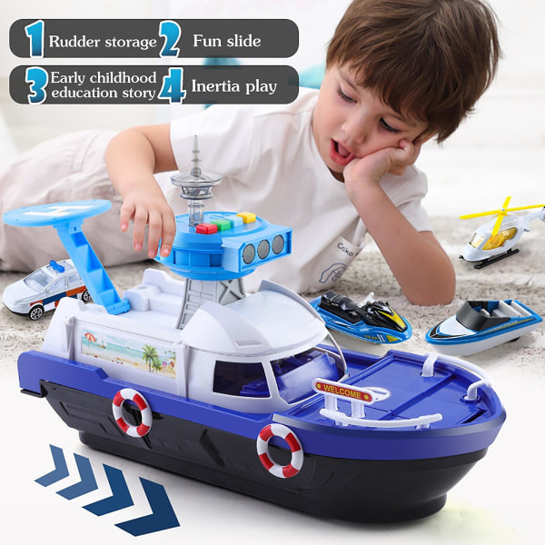 Mardi Gras presenter Barnleksaksfartygsmodell kan rymma olika legerade biltransportfartyg 242204 Blue