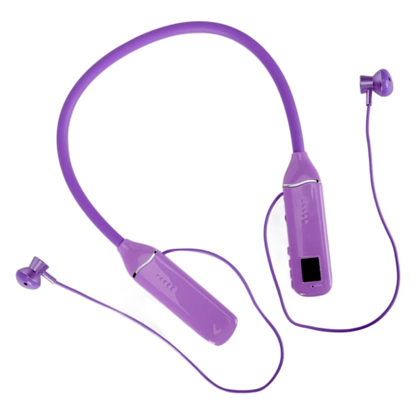 Bluetooth-kaulapuhelin LED-virranäytöllä, muistikortin toisto, magneettiset nappikuulokkeet, RGB-taustavalaistus, violetti