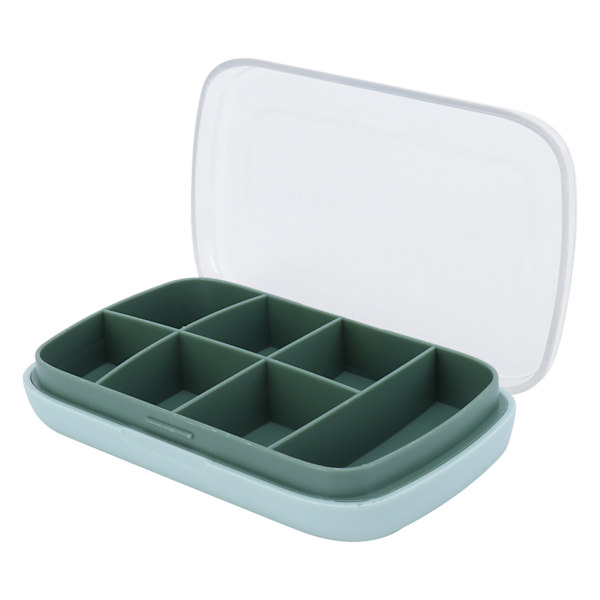 Bärbar förseglad tablettlåda 7Grid Large Capacity Medicine Container Grön för resor