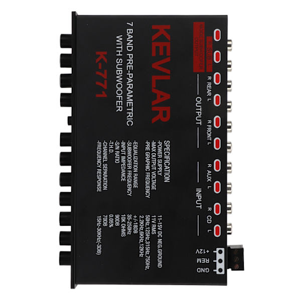 Bilstereo grafisk equalizer Universal lavpas 7-bånds variabel forstærkningsjustering High Level Input EQ til stereosystem