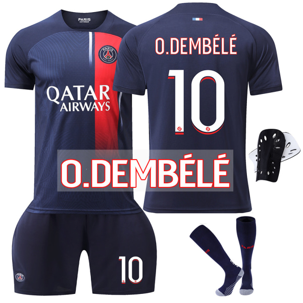 23-24 Paris hjemmefotballtrøye nr. 30 Messi 7 Mbappe 10 Neymar 99 Donnarumma ny skjorte + knebeskyttere. 28 NO.10 0.DEMBÉLÉ