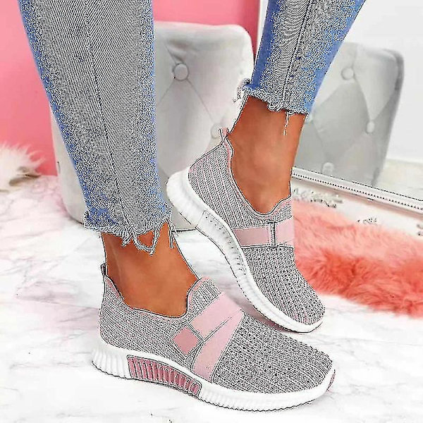 Dame Ortopædiske Slip-On Platform Sneakers - Sort/Pink