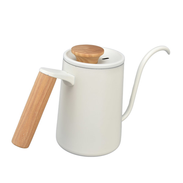 Handtag i rostfritt stål Droppkaffekanna Lång svanhalspip Droppvattenkokare Kaffe Tekanna Matt Vit600ml