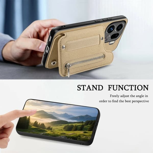 【NX】Oppo Find X9 Pro Plånboksfodral Konstläder RFID-skydd - Khaki