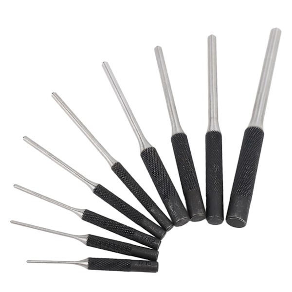 9 st Roll Pin Punch Set Härdat stål Ta bort Pin Punch Tool med röd förvaringspåse för klocka Reparation Smycken Craft