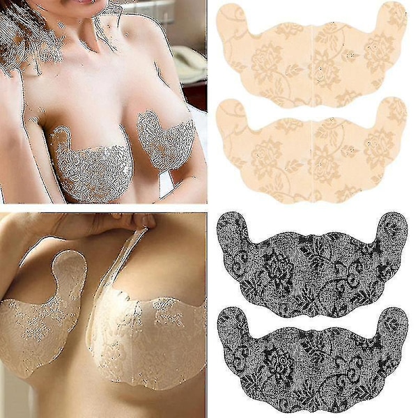 Women's Self Adhesive Strapless Invisible Breast Lift Tape with Lace Stick Gel U Shape Bra Pads - Plus Size 3XL