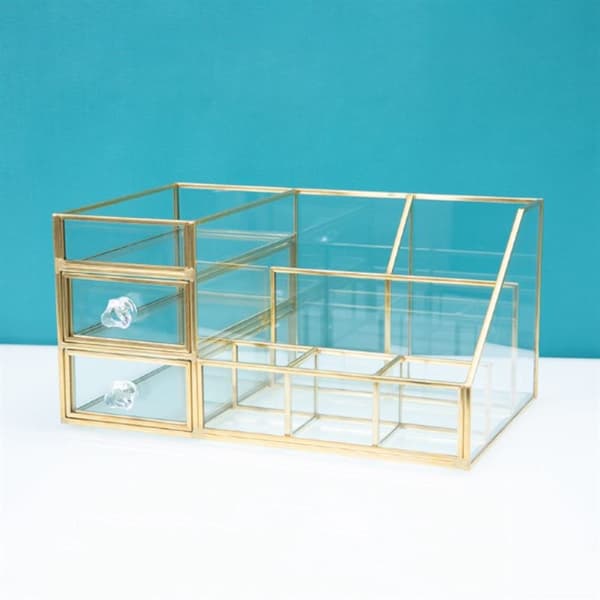 UNIQ Makeup Organizer med to skuffer - Guld