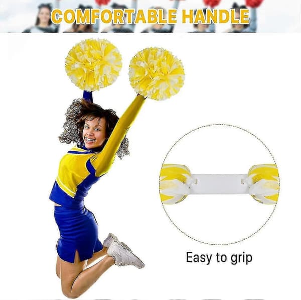 4 stk. cheerleading-pomponer til cheerleader-kostume til kvinder, 2 par cheer-pomponer Yellow White