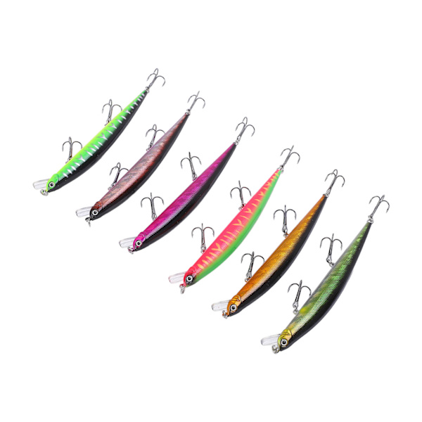 6 kpl Minnow-uistin, pitkä heitto, kelluva, keinotekoinen kovauistin, kala jig-uistin, wobbler