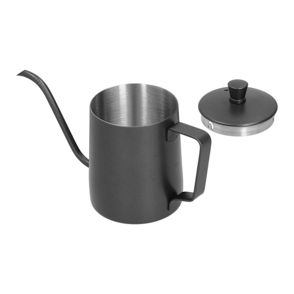 350 ml PTFE-kaffekokare med lock 304 rostfritt stål hälla över kaffekanna för hemmakontor Svart