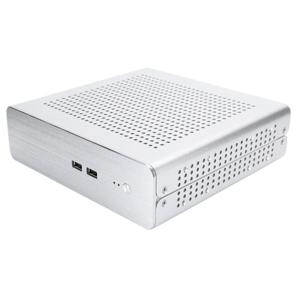 G60S HTPC-kabinet helt aluminium DCATX strømforsyning MiniITX-kabinet til stationær computer (Sølv USB2.0)