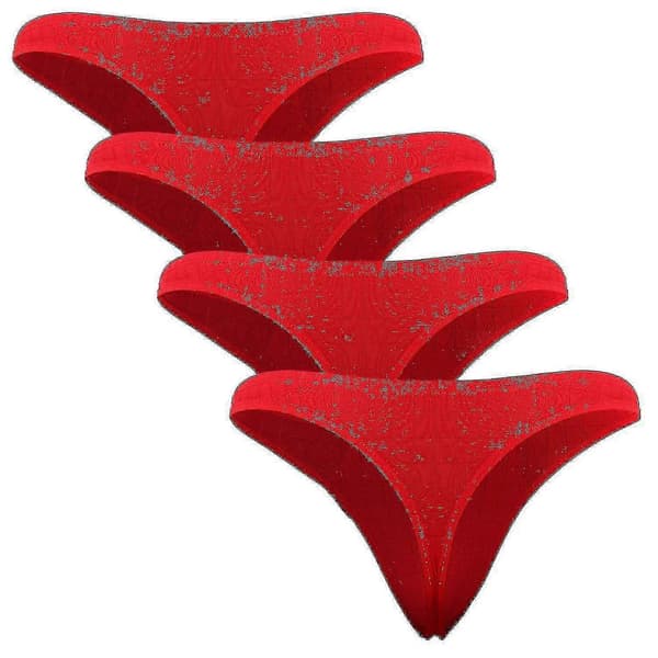 【NX】Förföriskt maskulin: Fabio Farini 4-pack stringtrosor kompatibla med män röd Red M