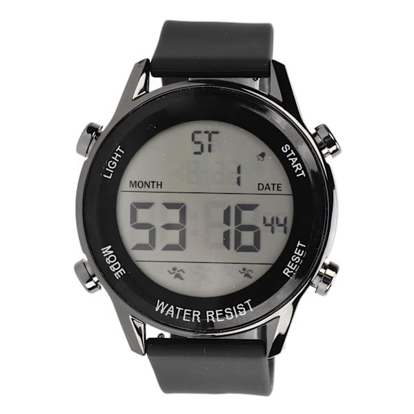Digital Chronograph Watch WR50M Vattentät Lysande Storskärm Utomhussportklocka för män Svart