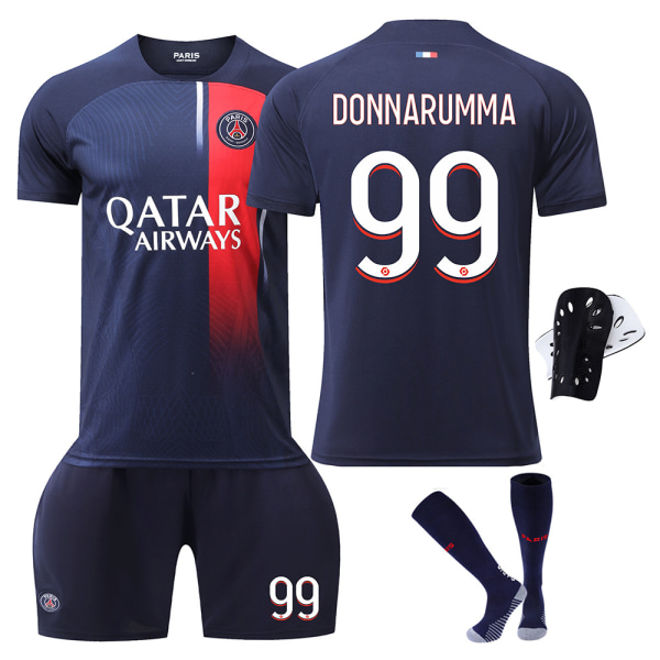 23-24 Paris hjemmefotballtrøye nr. 30 Messi 7 Mbappe 10 Neymar 99 Donnarumma ny skjorte + knebeskyttere. 22 NO.99