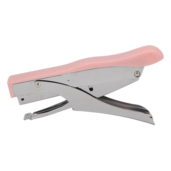 Kädessä pidettävä nitoja, ergonominen, himmeä pinta, kannettava pihdityyppinen nitoja, koti, koulu, toimisto, asiakirjojen nitoja, pinkki