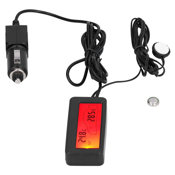 Mini termometer Elektronisk temperaturmätare med LCD-skärm DC12V för bil inomhus utomhusröd