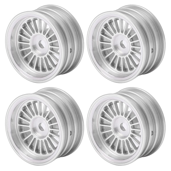 4 st Aluminiumfälgar för Axial SCX24 1/24 Fjärrstyrd Bil Diameter 26,5 mm/1,0 tum Hjulhex 7 mm/0,28 tum Silver