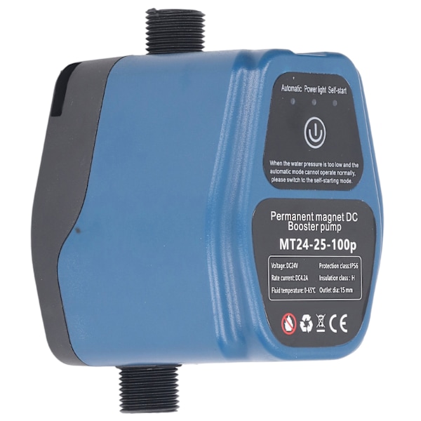 Vattentrycksboosterpump 100W 24V 25L IP56 Intelligent Sensing Automatisk duschboosterpump 100‑240V US-kontakt