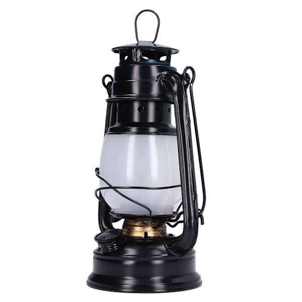 LED-lanterncampinglampa Uppladdningsbar lampa Retrostil Bärbar EU-kontakt 110‑240V Varmvitt Ljussvart