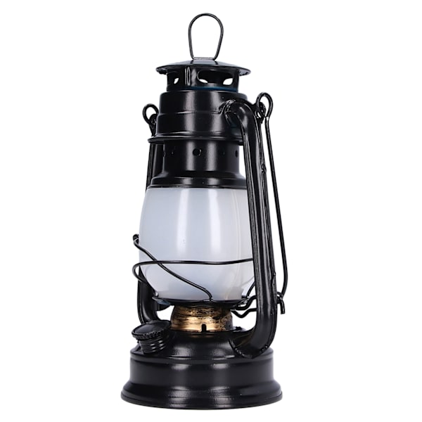 LED-lanterne campinglampe Genopladelig lampe Retro stil Bærbar EU-stik 110‑240V Varmt hvid Lys sort