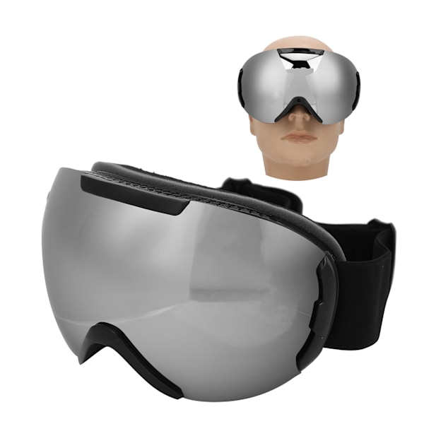 Skisnowboardbriller Doble lag linser Anti-dugg UV-beskyttelse Snøbriller for voksne (sølv)
