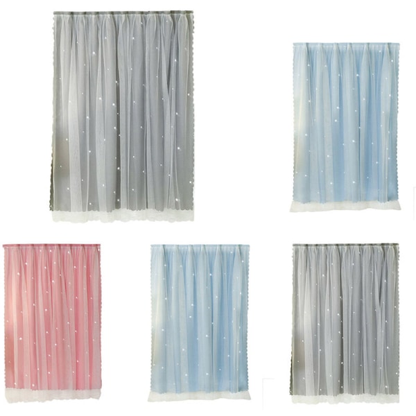 Velcro No-Punch gardiner færdige skyggestof Soveværelsesgardiner Lys Pink Ribbon Garn, 1,2*1,5 meter (Bredde*Højde)