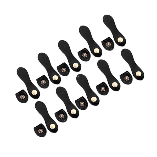 10 set Sy på läder Snap Spänne DIY Hantverk Mjuk äkta läder handväska Flikförslutningar för Craft Bags Svart