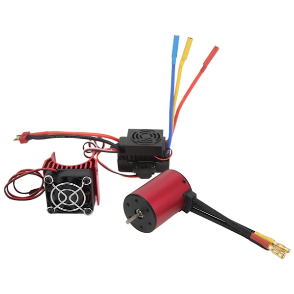 RC Vattentät Borstlös 60A ESC S3650 2300KV Borstlös Motor Kit med Motorkylfläkt för 1/8 1/10 RC Bil