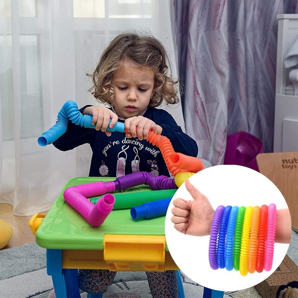 8-osainen minipoppiputket Sensorilelu Yutou Pop-putket Sensorilelu Värikäs Stretch-putki Sensorilelu Fidget toys set lapsille Stressi- ja ahdistuslelu Reli