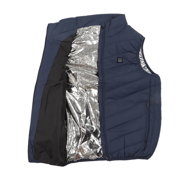 Oppvarmet Vest 9 Soner 3 Nivåer Temperatur Rask Oppvarming USB Blå Elektrisk Oppvarmet Vest For Utendørs Sport Vinterreise 3XL 75-82.5KG