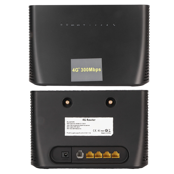 4G trådlös router 300Mbps 4G LTE CAT4-router Bärbar WiFi-router med WAN LAN-port för hemmahotellkontor 110‑240V US-kontakt