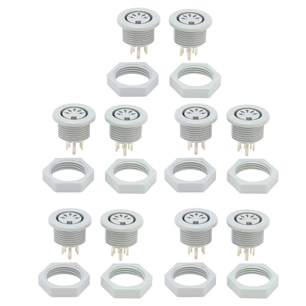 10 sett Elektroterapiuttak Bas 5-pins sokkel med mutter for fysioterapiutstyr TENS-maskin