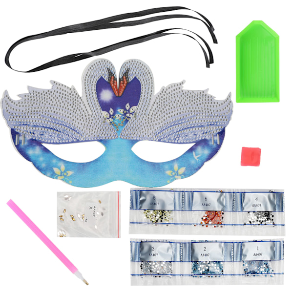 Diamantmålning Mask Glänsande Svanformad DIY Handgjorda Festival Dansfest Masker