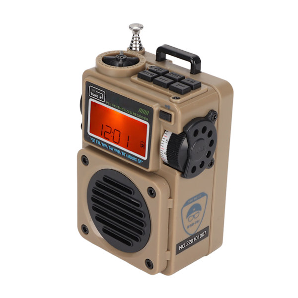 HRD‑701 Digitaalinen Radio Täyden Kaistan Ajoitustuki Muistikortti Kannettava Bluetooth-radio Musiikkisoitin Kotiin Ulkokäyttöön Khaki