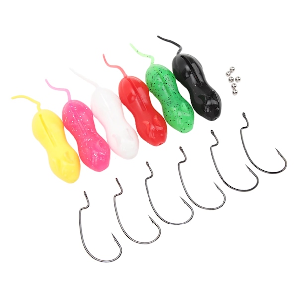 6 stk 11 cm 16g TPR-simulerings agn Flerfargede musformede lokker for saltvannsbåtfiske