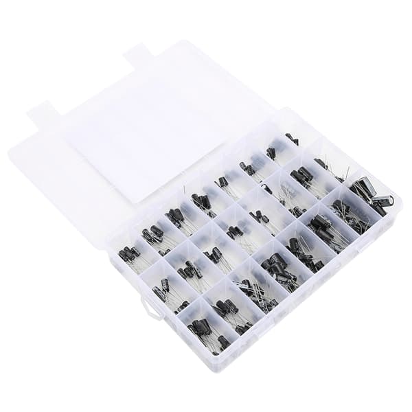 240 stk. sort elektrolytisk kondensator sortimentssæt 0,1uF-1000uF med opbevaringsboks elektroniske komponenter