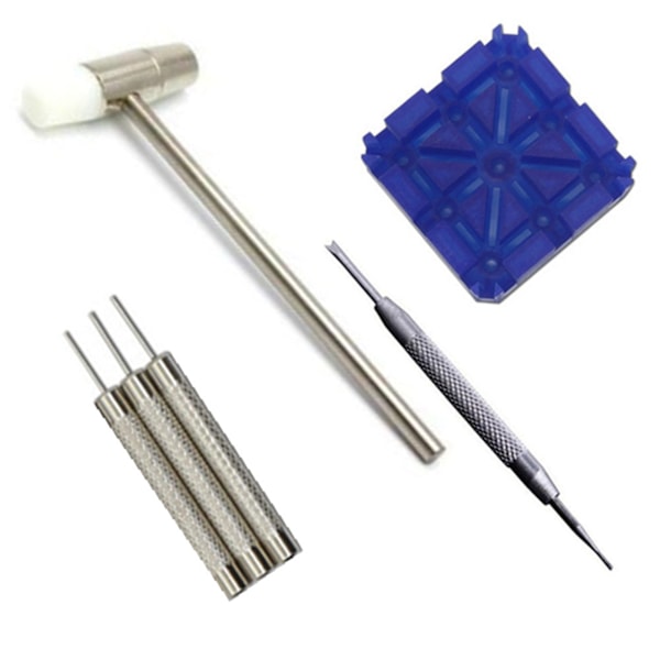 Urband Remover Tool Kit Bärbar klocka Block Hammer Spring Bar Remover Pin Punch Set Blå