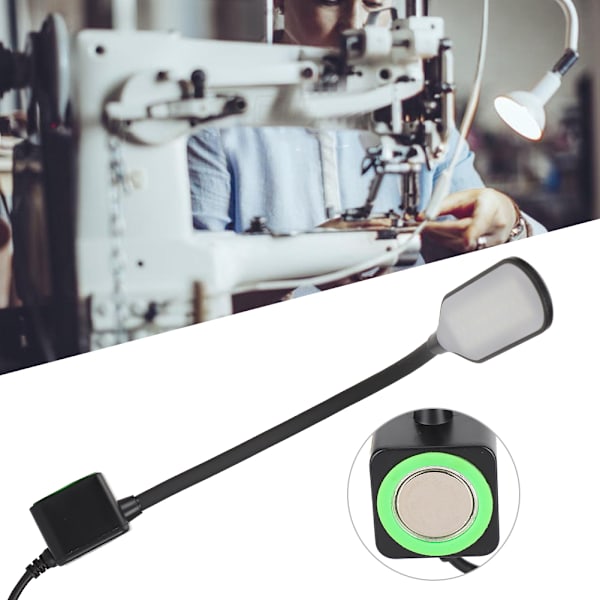 Symaskine LED-lampe 30 perler Patch Arbejdsbordlampe Magnetisk base 110V-240V(US-stik Sort)