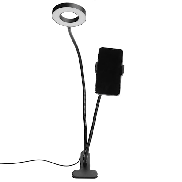2-in-1 LED-selfie-rengasvalo puhelimenpidikkeellä Säädettävä pöytälamppu suoratoistoon