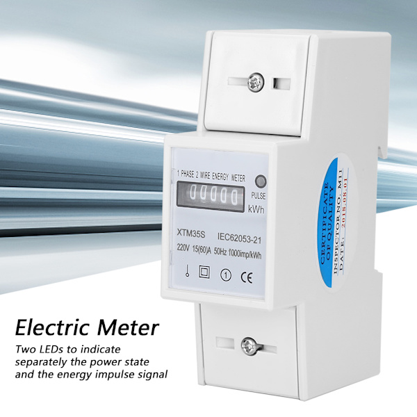 XTM35S 220V Digital 2P Din Rail Elmätare Elektronisk KWh-mätare