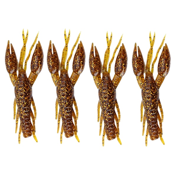 4 stk. brune silikonfiskekreps lokker for ferskvann og saltvann (6#)